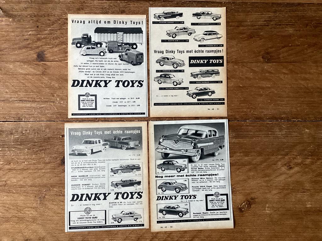 DINKY TOYS 1958 reclameadvertenties 4 x, Ophalen of Verzenden, Gebruikt, Auto, Dinky Toys