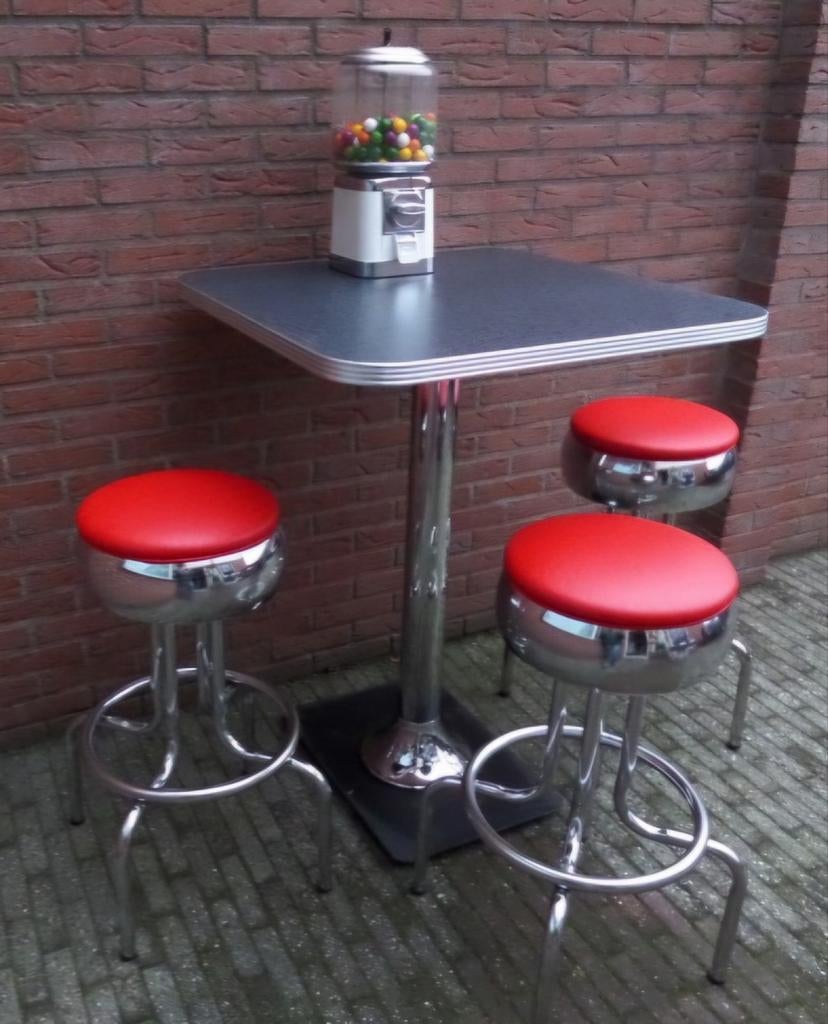 FIFTIES SIXTIES AMERIKAANSE BARKRUKKEN BEL AIR BARTAFEL, Huis en Inrichting, Barkrukken, Zo goed als nieuw, 60 tot 90 cm, Metaal
