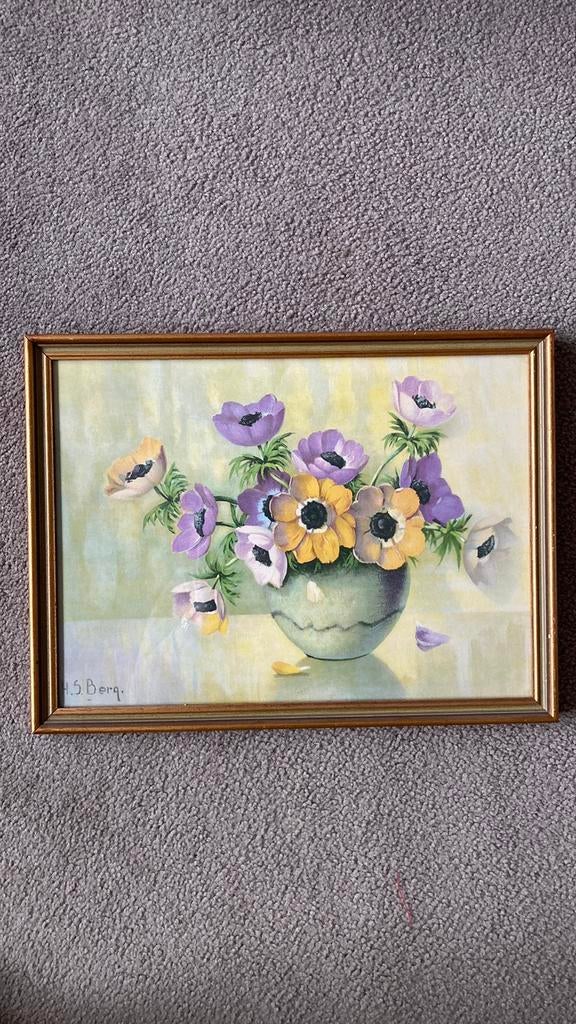 Schilderijtje anemonen, Ophalen of Verzenden