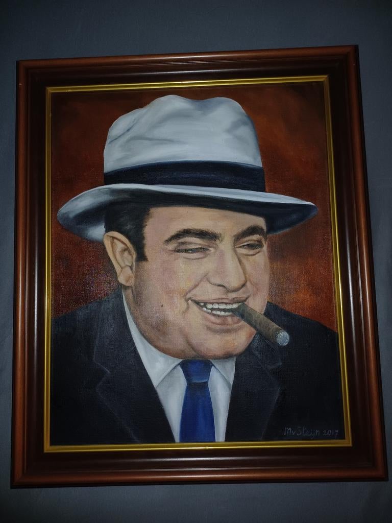 Al Capone Portret Olieverf Schilderij, Ophalen of Verzenden