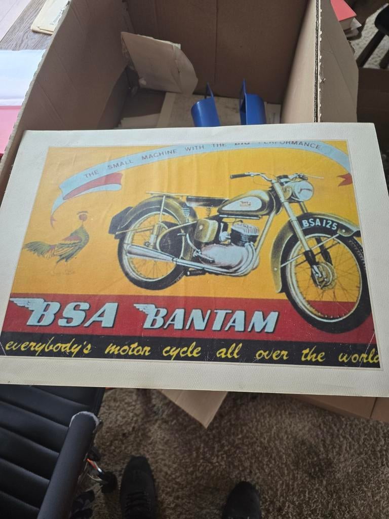 BSA Bantam Poster - Vintage Motorreclame 2 stuks, Ophalen of Verzenden