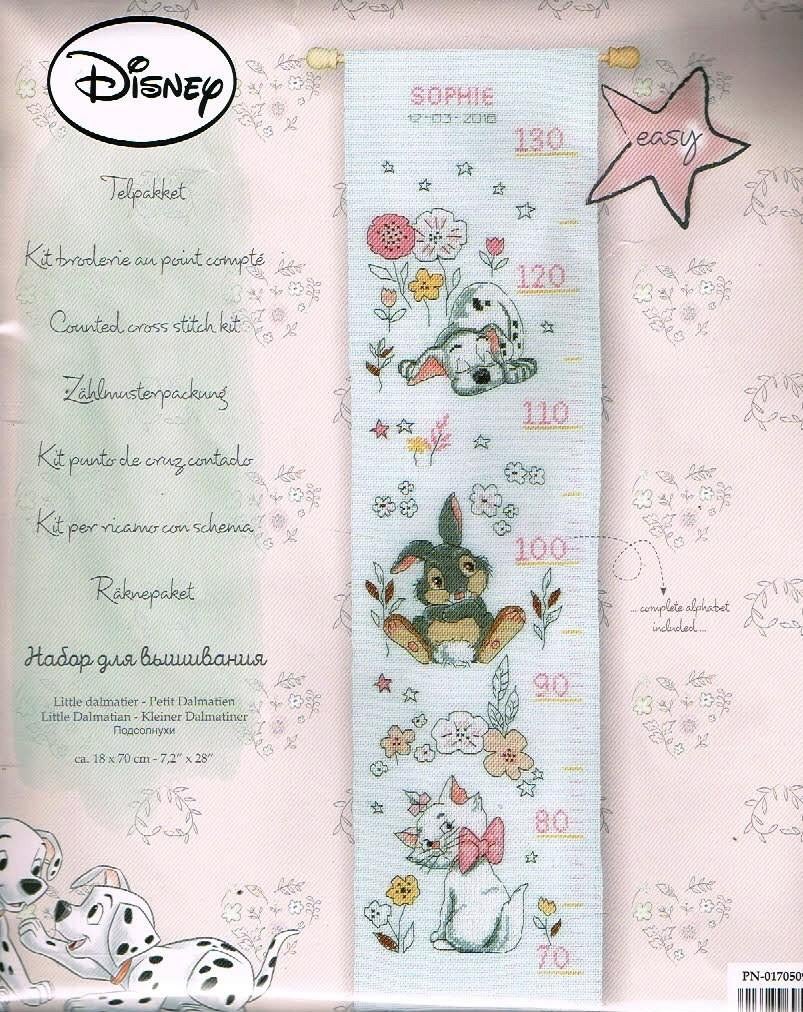 Cado disney borduurpakket groeimeter,little dalmatier,sophie, Hobby en Vrije tijd, Borduren en Borduurmachines, Nieuw, Borduurpakket