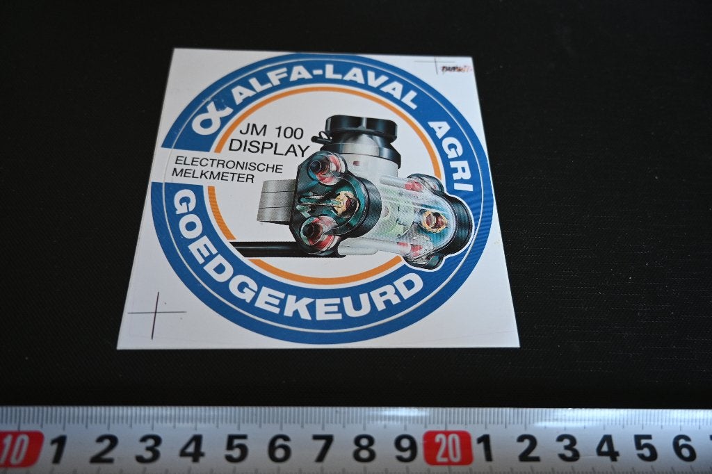 sticker ALFA - LAVAL AGRI Goedgekeurd JM 100 Display, Ophalen of Verzenden, Zo goed als nieuw