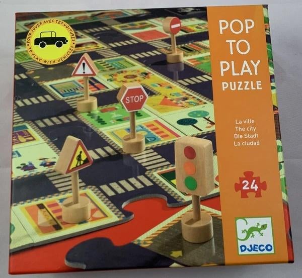 Djeco Puzzel 24 Stukjes Pop to Play Stad Wegennet Spel, Coolsingel 104, 3011 AG Rotterdam, Netherlands, 2 tot 4 jaar, Zo goed als nieuw