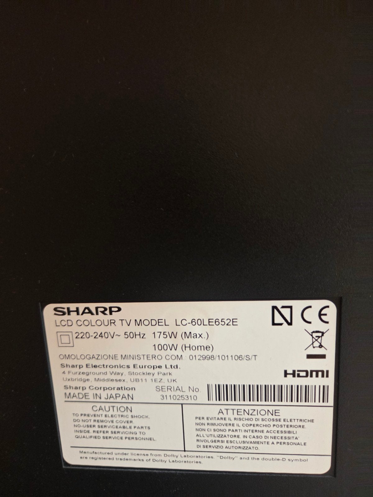 Sharp LC-60LE652E LCD TV - 60 inch Full HD, Audio, Tv en Foto, Televisies, Ophalen, Gebruikt, 50 Hz, LCD