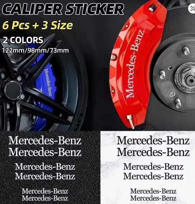 Mercedes-Benz remklauw stickers (6 stuks) OEM Zwart / Wit, Ophalen of Verzenden
