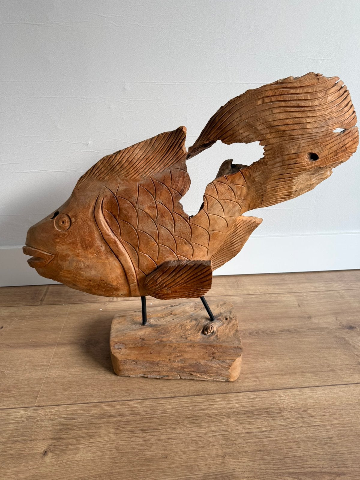 Houten beeld vis, Houtsnijwerk, Zeeleven, Hout, Europa