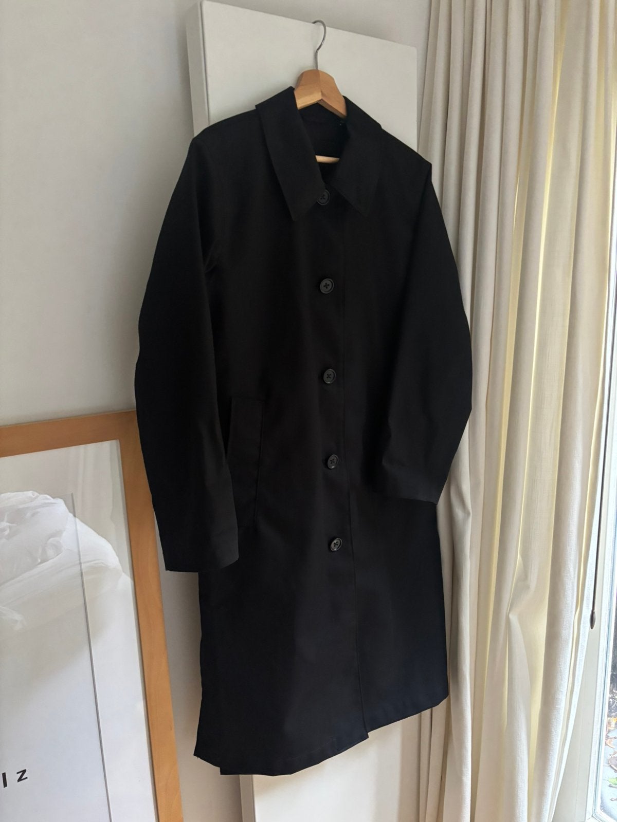 Uniqlo U zwarte lange regenjas,windjack,mantel, trenchcoat S, Ophalen of Verzenden, Nieuw, Maat 36 (S), Zwart