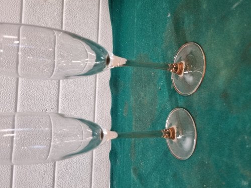 champange glazen roze voet france vintage, Verzamelen, Glas en Borrelglaasjes, Ophalen of Verzenden, 'T Olde Gre-j, Info@toldegrej.nl