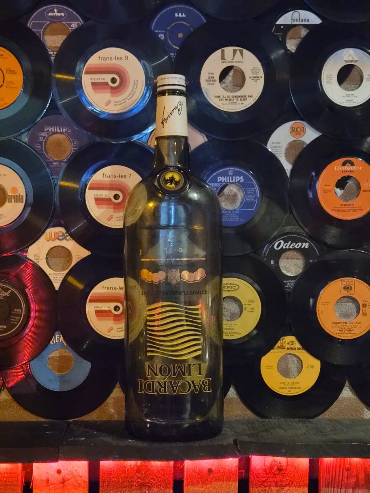 Grote Bacardi Limón fles - 3 liter - Decoratie/Spaarvarken, Ophalen, Gebruikt