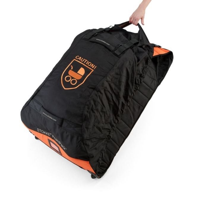 Te HUUR Stokke prampack, 30 cm of meer, Zwart, Zo goed als nieuw, Wieltjes