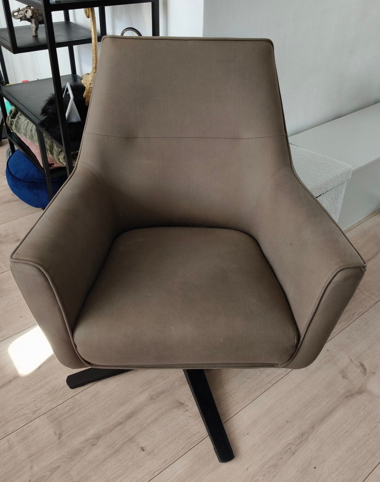 Fauteuil/stoel Tod taupe micro-suede, Ophalen, 75 tot 100 cm, Zo goed als nieuw, 75 tot 100 cm