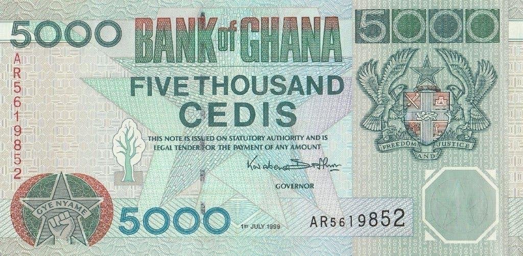 BANK OF GHANA 5000 CEDIS 1.7.1999 UNC, Ophalen of Verzenden, Overige landen, Los biljet