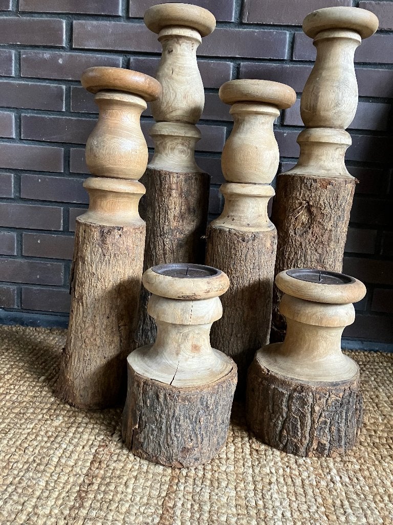 Houten kandelaars, Ophalen, Bruin, Overige merken, Zo goed als nieuw