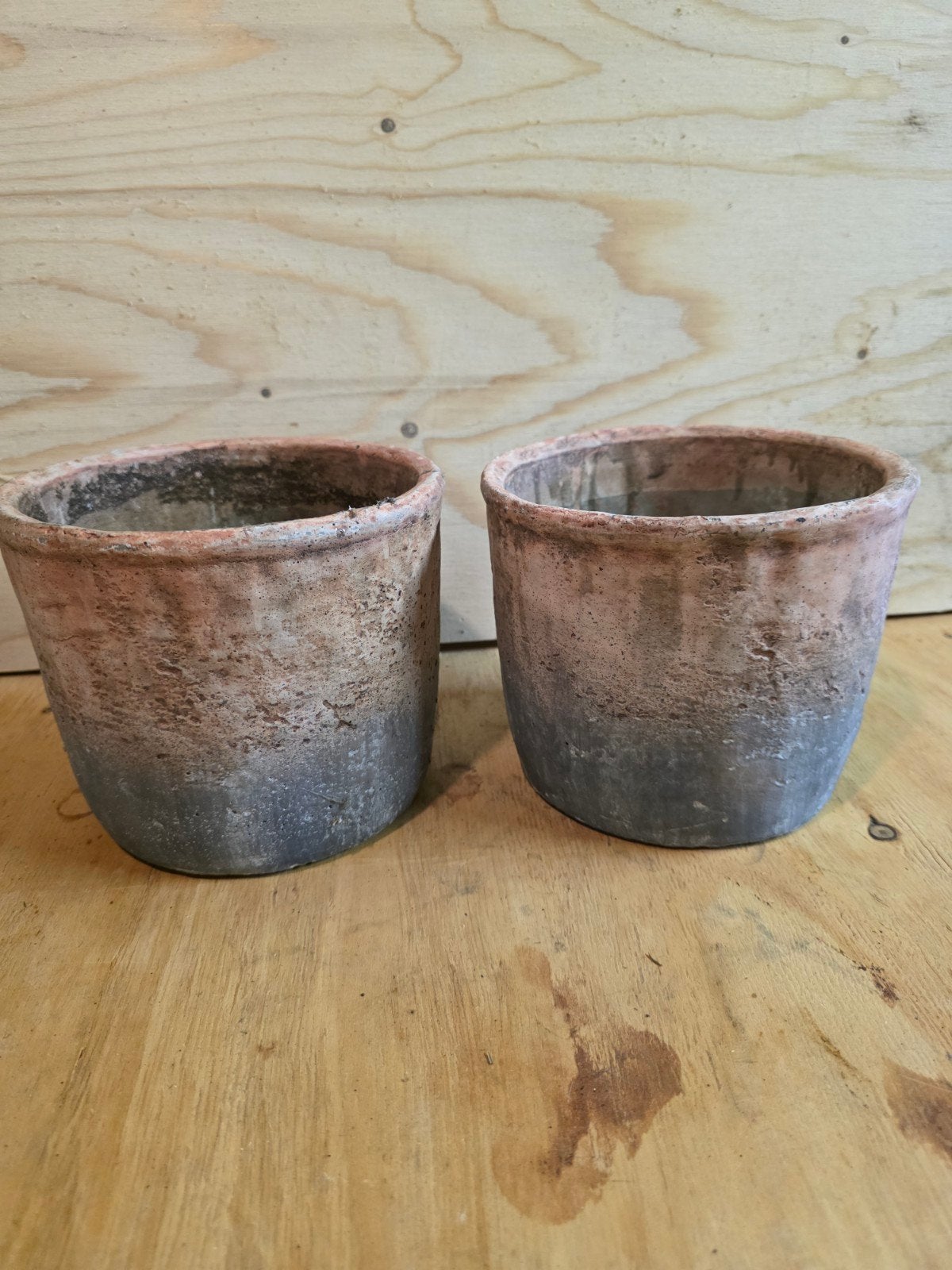 2 Mica terracotta bloempotten, Gebruikt, Rond, Ophalen of Verzenden, Balkon