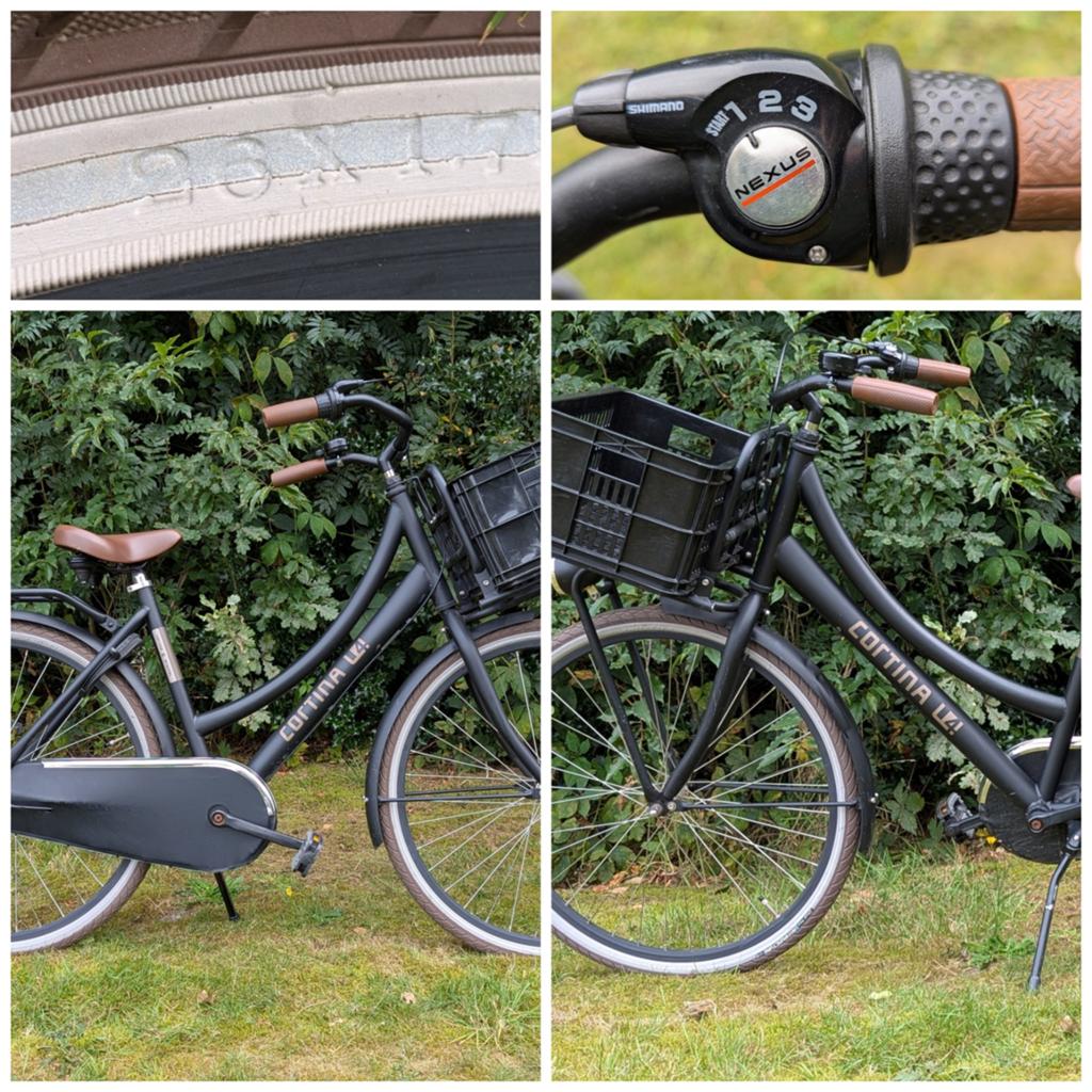 Cortina u4 26 inch mat zwart meisjesfiets, Terugtraprem, Cortina U4 transportfiets, Versnellingen, Zo goed als nieuw
