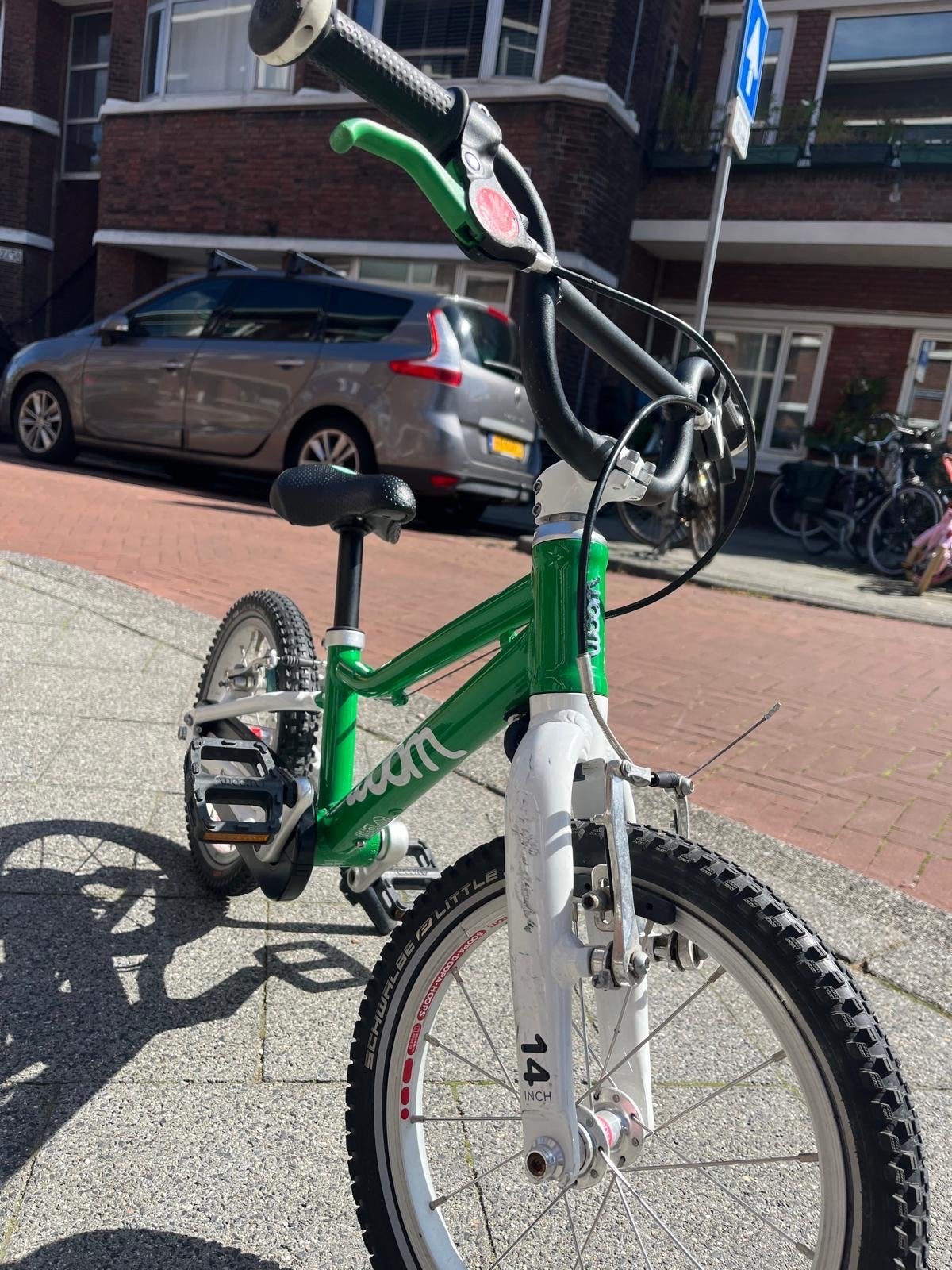 Woom 2 kinderfiets 14 inch - Groen, Ophalen, Gebruikt, Minder dan 16 inch