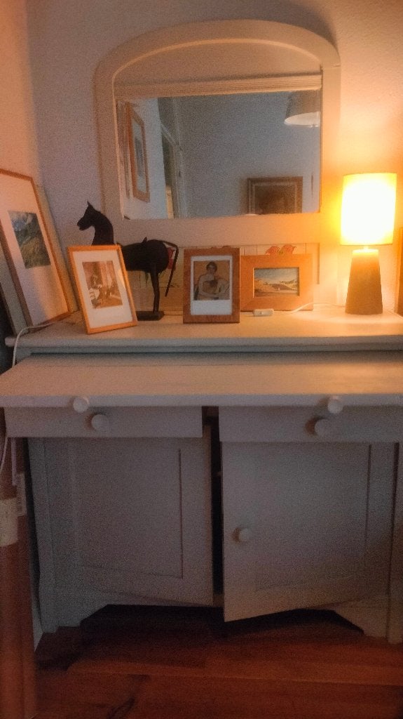 Brocante kast met spiegel, Ophalen