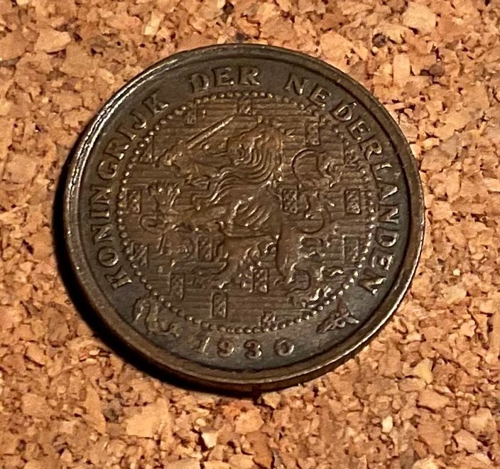 Munt - Nederland ½ cent 1930., Ophalen of Verzenden, Koningin Wilhelmina, Overige waardes, Losse munt