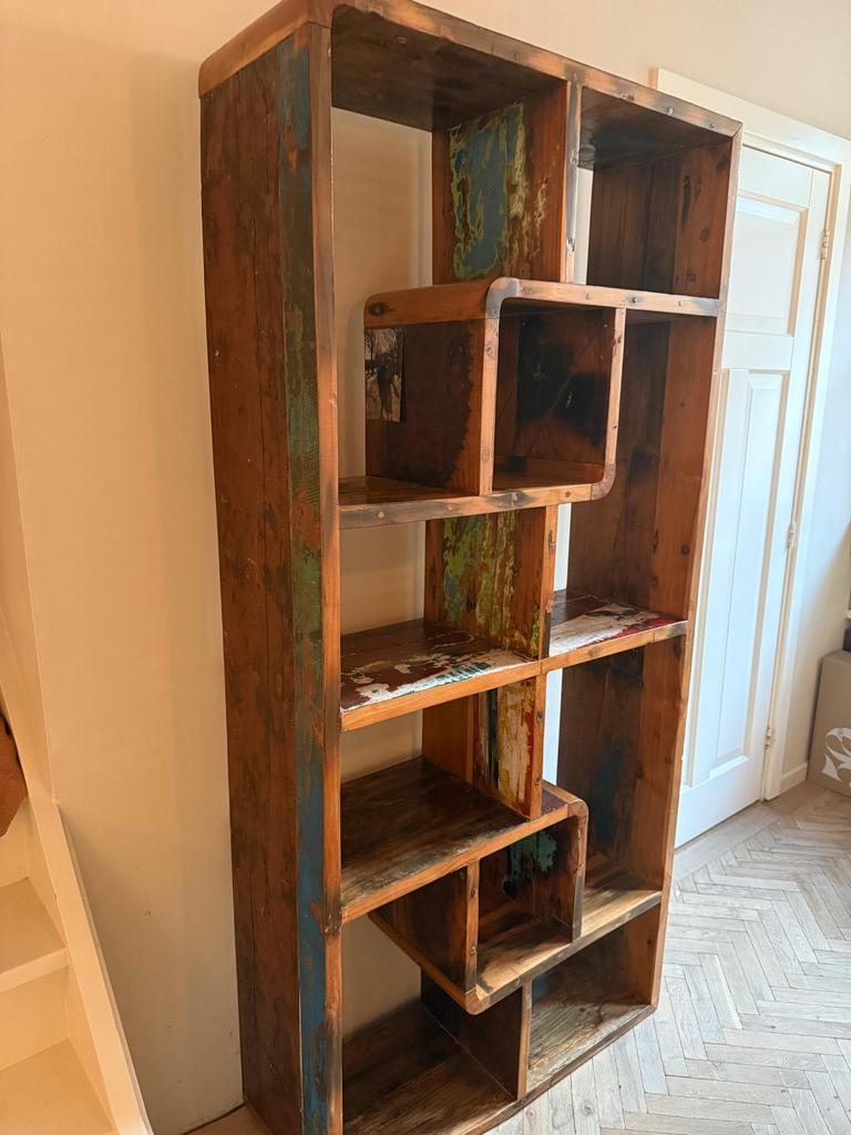 Unieke kast van Sri Lankaanse vissersboten, 190x90x33cm, Huis en Inrichting, Gebruikt, Met lade(s), 150 tot 200 cm, 25 tot 50 cm