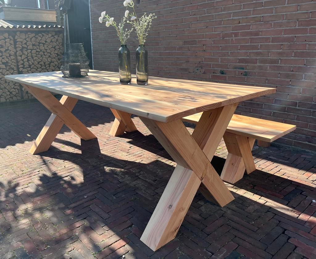 Nieuwe tuintafel en bank van douglas hout, Tuin en Terras, Ophalen, Nieuw, Rechthoekig, Hout