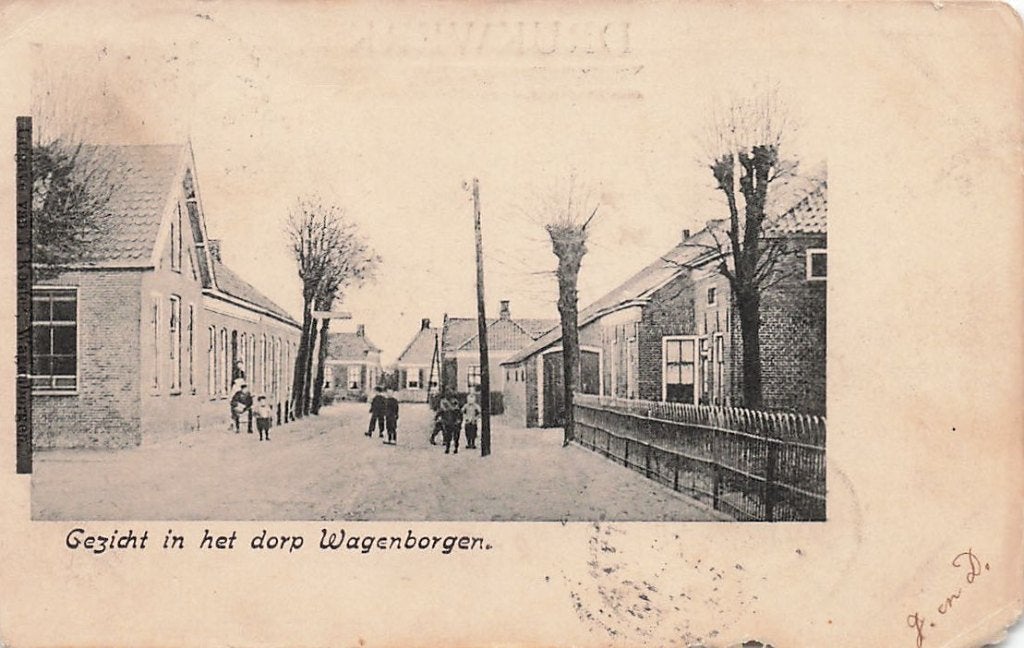 JQ379 Wagenborgen Gezicht in het Dorp 1905, Verzamelen, Ophalen of Verzenden, Voor 1920, Gelopen, Groningen