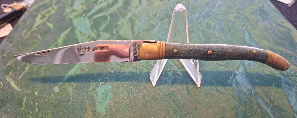 Laquiole zakmes Hypocampe (zeepaardje logo) vintage, Ophalen of Verzenden, Landmacht, Overige gebieden, Mes of Dolk