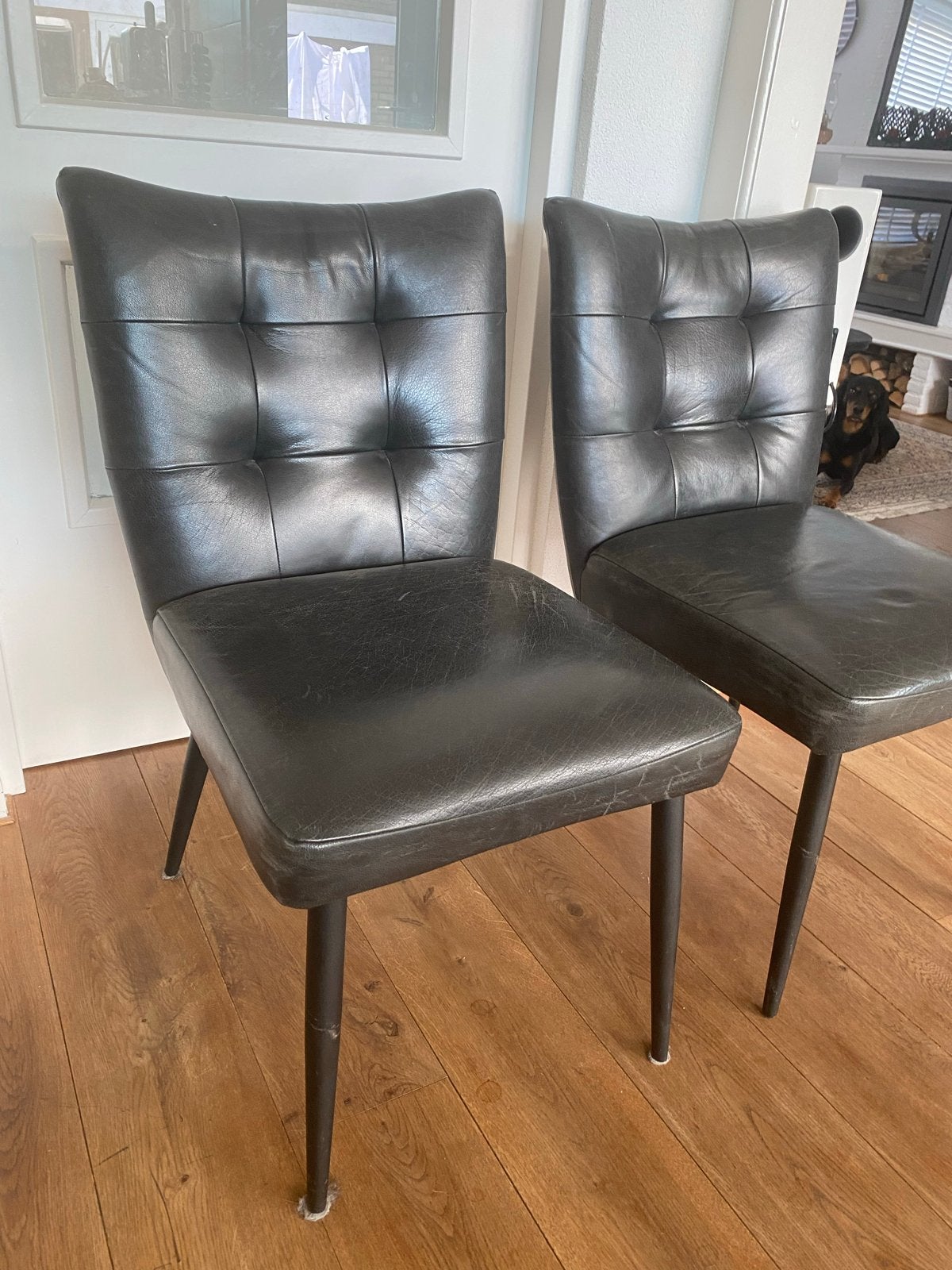 4 leren stoelen van Intratuin, Ophalen, Gebruikt, Zwart, Leer