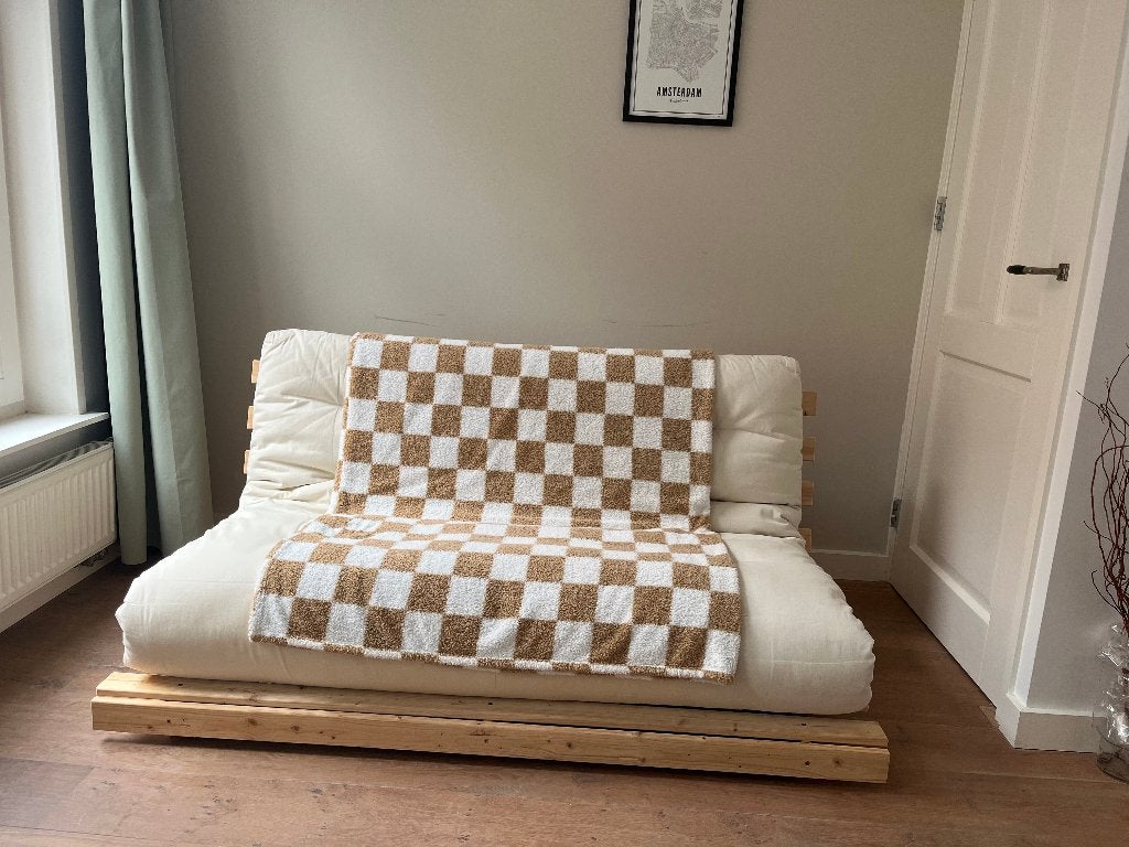 Futon sofa bed, Ophalen, Wit, Tweepersoons, Zo goed als nieuw