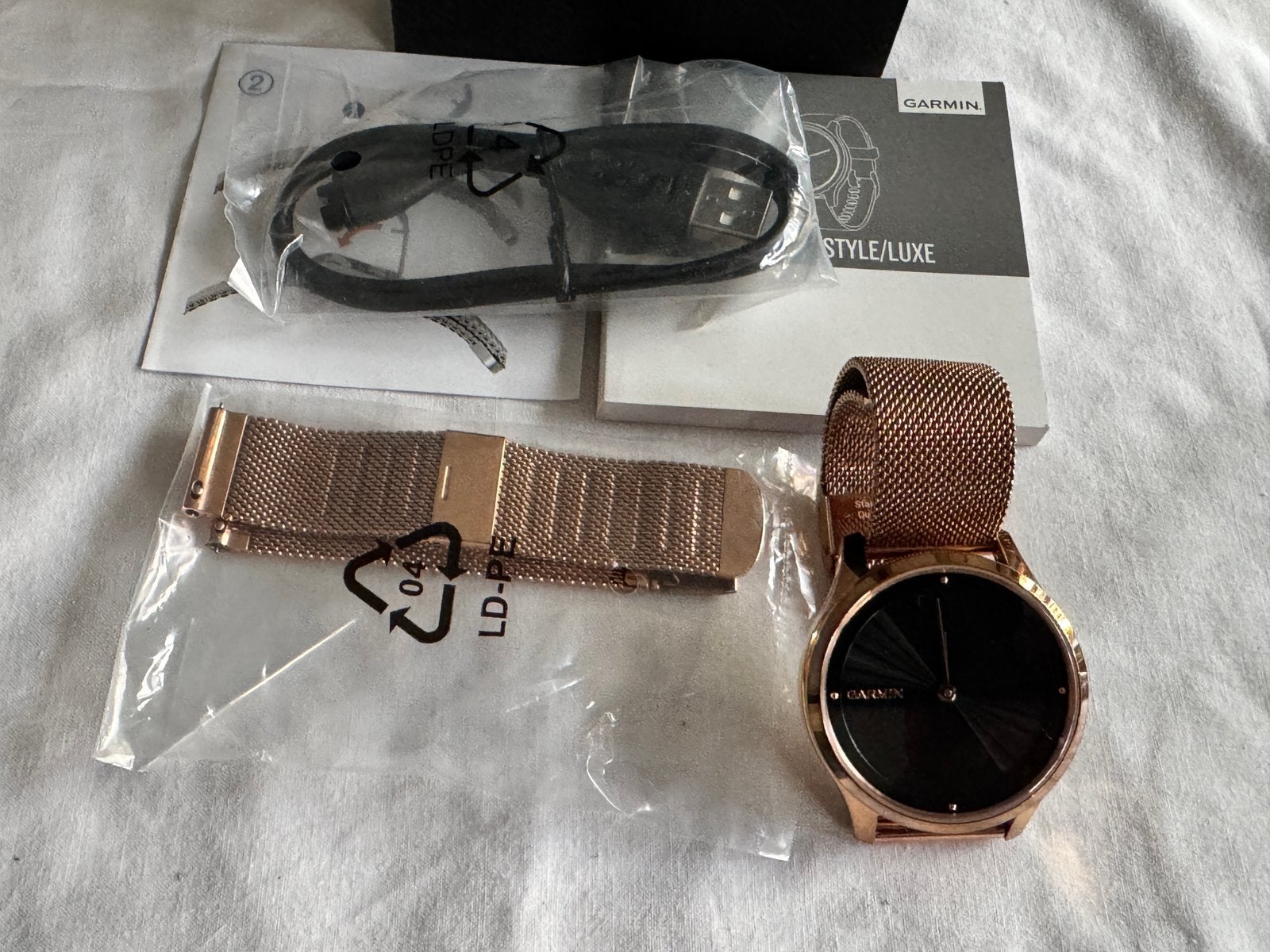 Garmin Vivomove Luxe rose gold Horlog, Ophalen, Gebruikt, IOS, Stappen