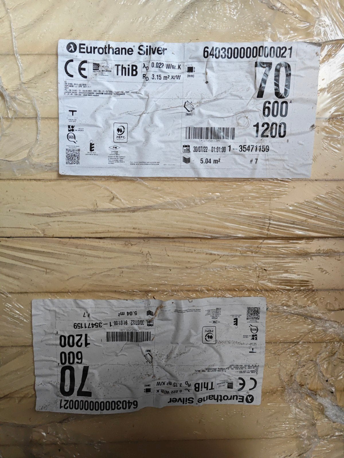 PIR isolatieplaten Eurothane Silver 70mm - 14 stuks, Ophalen, 4 tot 8 cm, Vloerisolatie, Nieuw