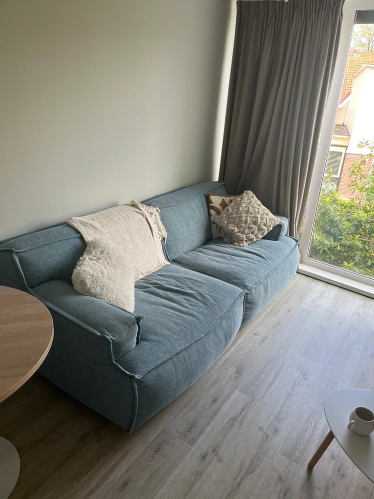 Bank, Huis en Inrichting, Banken | Bankstellen, Gebruikt, Rechte bank, Overige maten, 200 tot 250 cm, 75 tot 100 cm, Stof, Ophalen