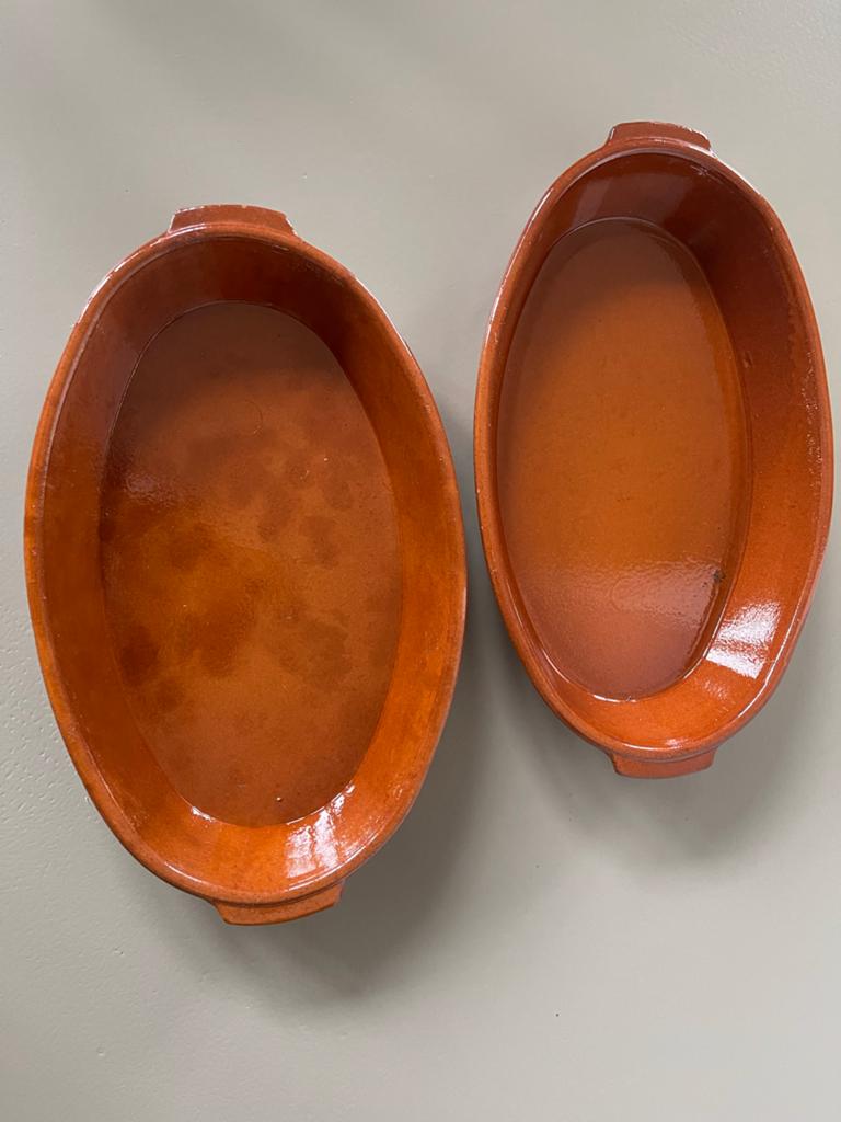 Grote Terracotta ovenschalen aardewerk - Set van 2, Overige typen, Ophalen of Verzenden, Zo goed als nieuw, Steen/keramiek