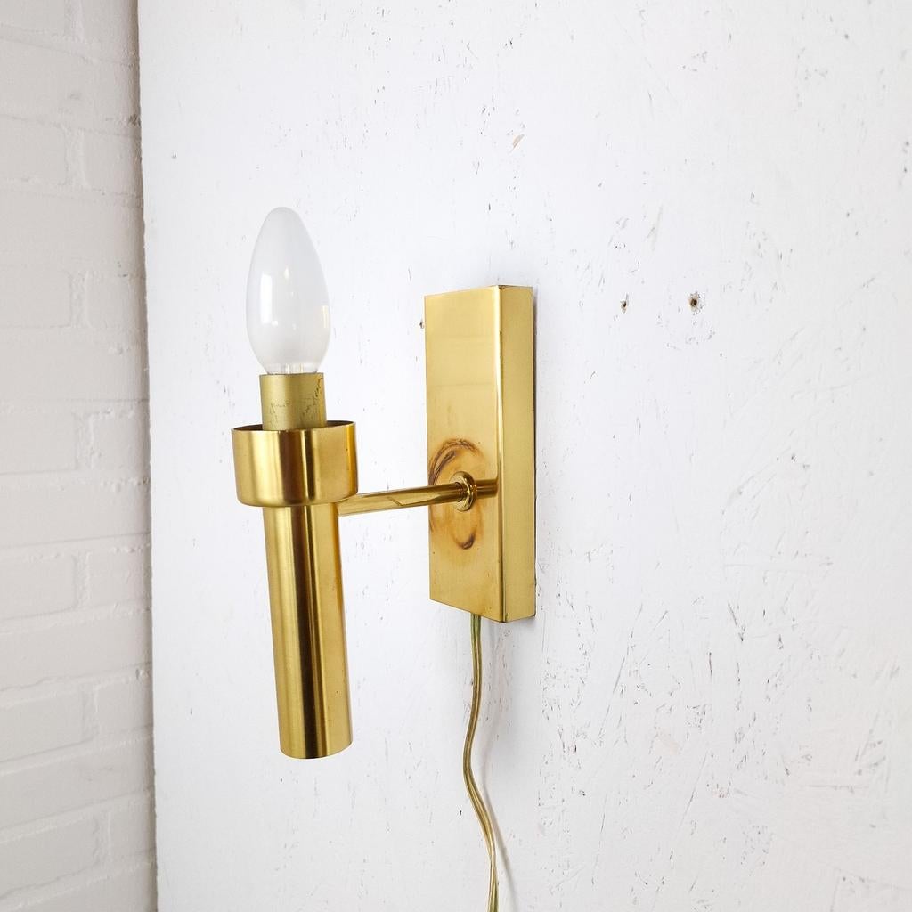 Messing wandlamp messing mid century modern design, Ophalen of Verzenden