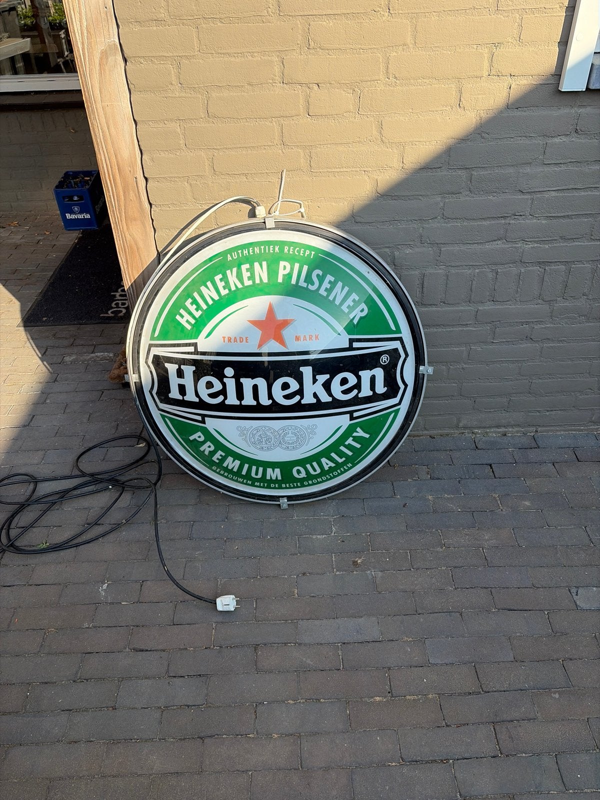 Heineken Lichtbord - Authentiek Reclamebord met Verlichting, Verzamelen, Ophalen, Gebruikt, Lichtbak of (neon) lamp