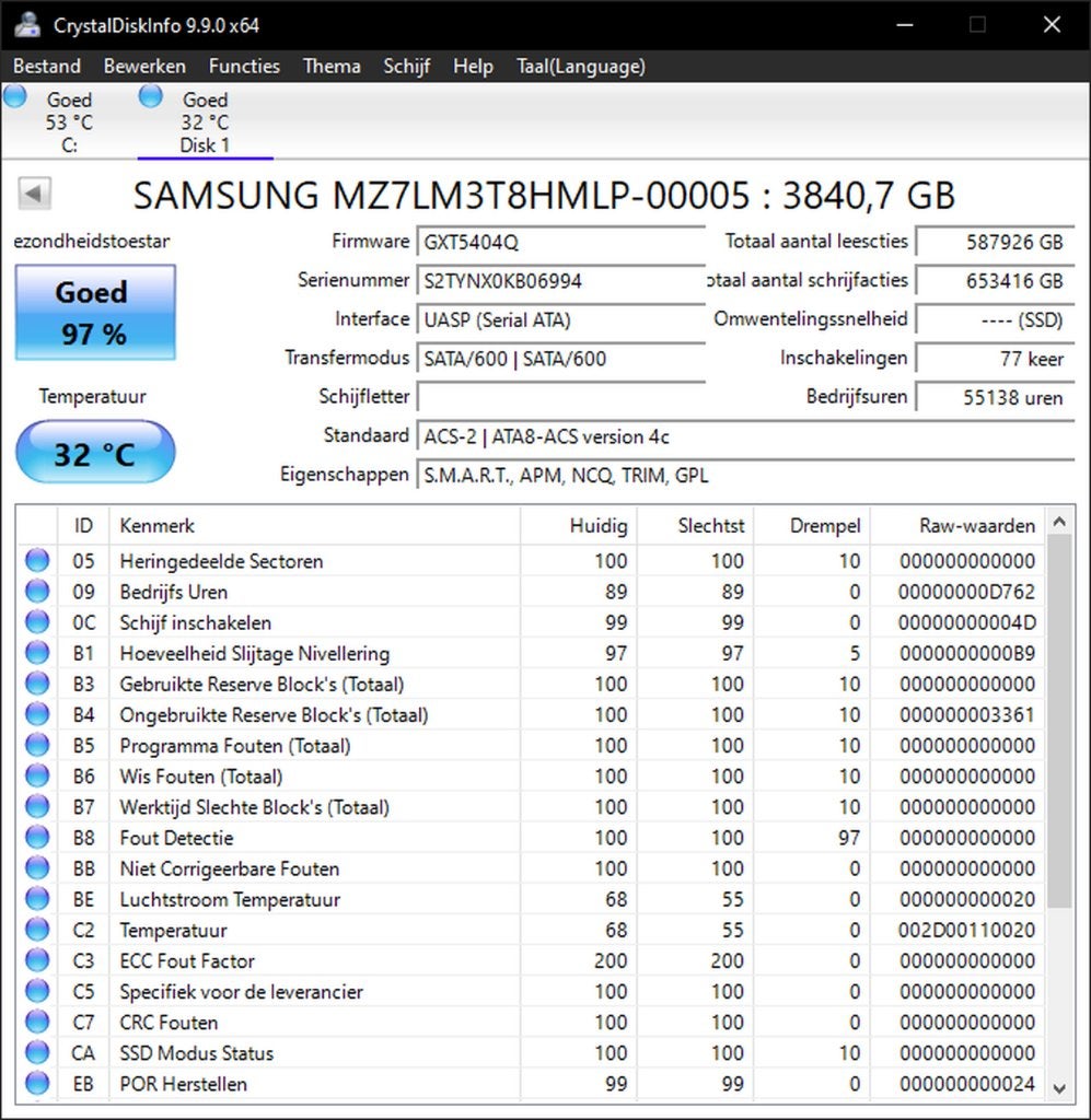 Samsung PM863a 3.84TB MLC SATA SSD, Computers en Software, Intern, Server, Ophalen of Verzenden, Zo goed als nieuw