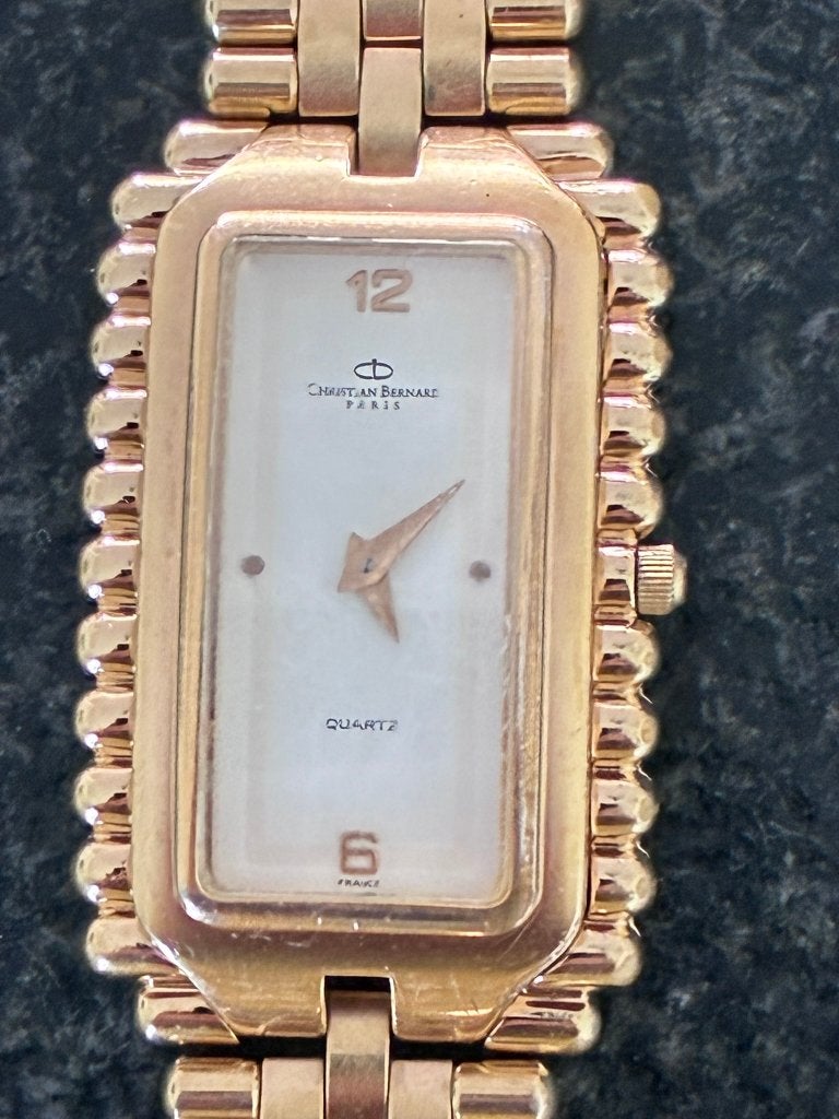 Christian Bernard Paris Vintage Golden Stream Rectangle, Overige merken, Overige materialen, Gebruikt, Polshorloge