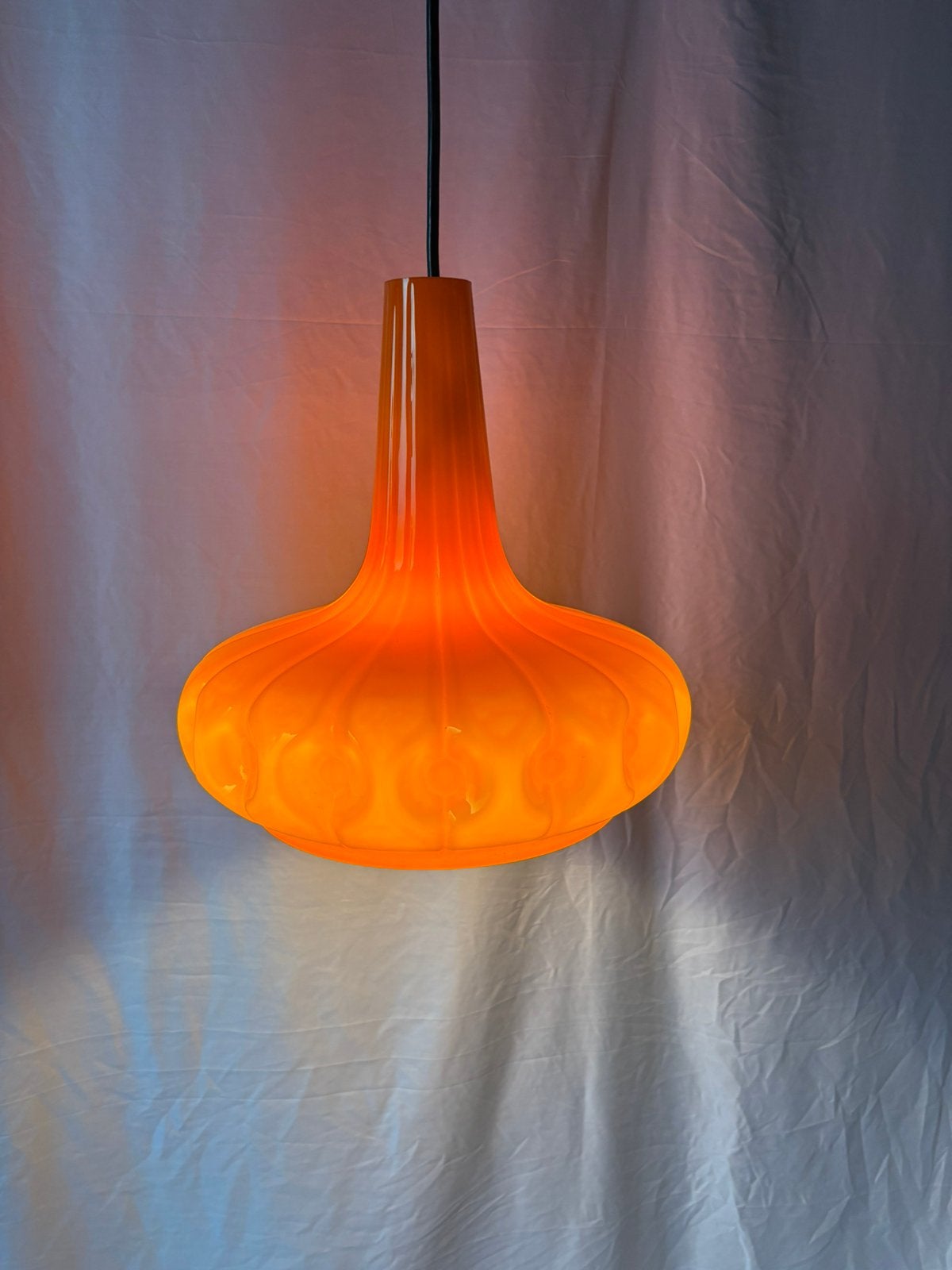 Vintage Peill & Putzler "Blossom" hanglamp space age, Ophalen of Verzenden, Gebruikt, Glas