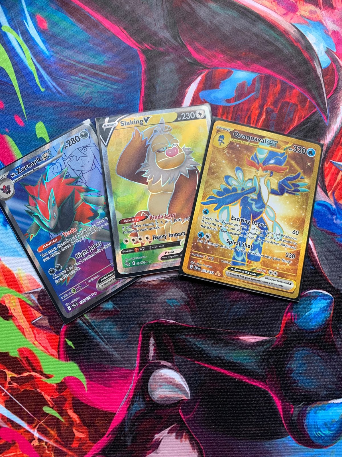 Zoroark ex en slaking V en quaquaval, Hobby en Vrije tijd, Ophalen of Verzenden, Zo goed als nieuw