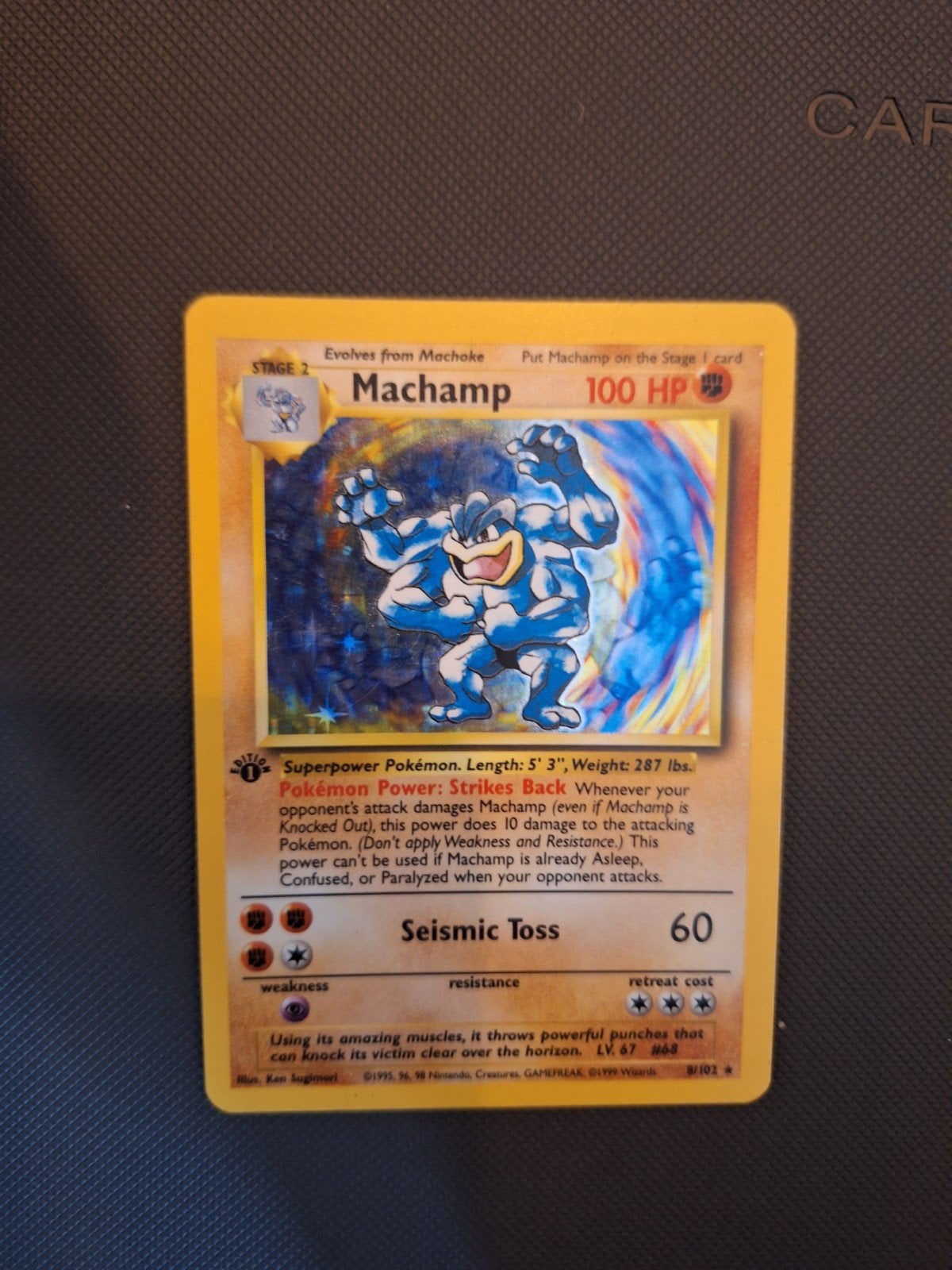 Machamp 1st edition base set engels - vintage pokemon, Hobby en Vrije tijd, Verzamelkaartspellen | Pokémon, Ophalen of Verzenden