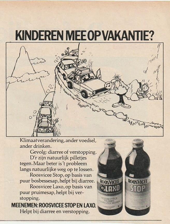 Retro reclame 1978 Roosvicee siroop op reis stripfiguurtjes, Verzenden, Overige typen