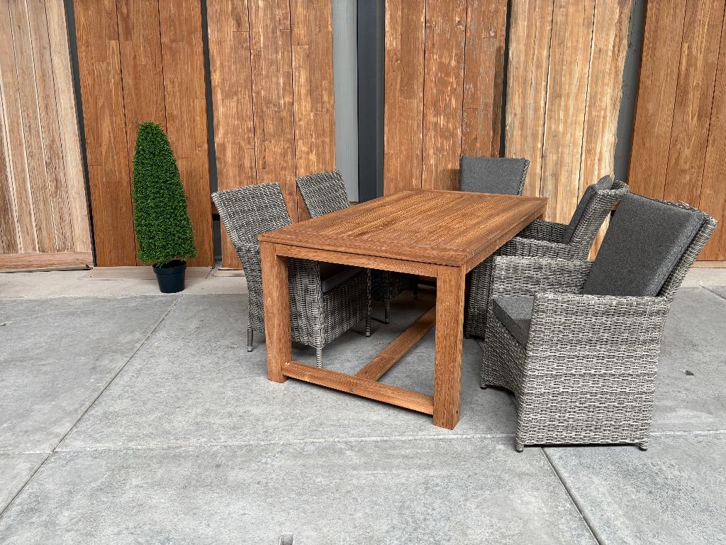 Tuinset Windsor 180cm oud teak | Cadiz as grijs| 6dlg, Ophalen, 5 zitplaatsen, Teakhout, Nieuw