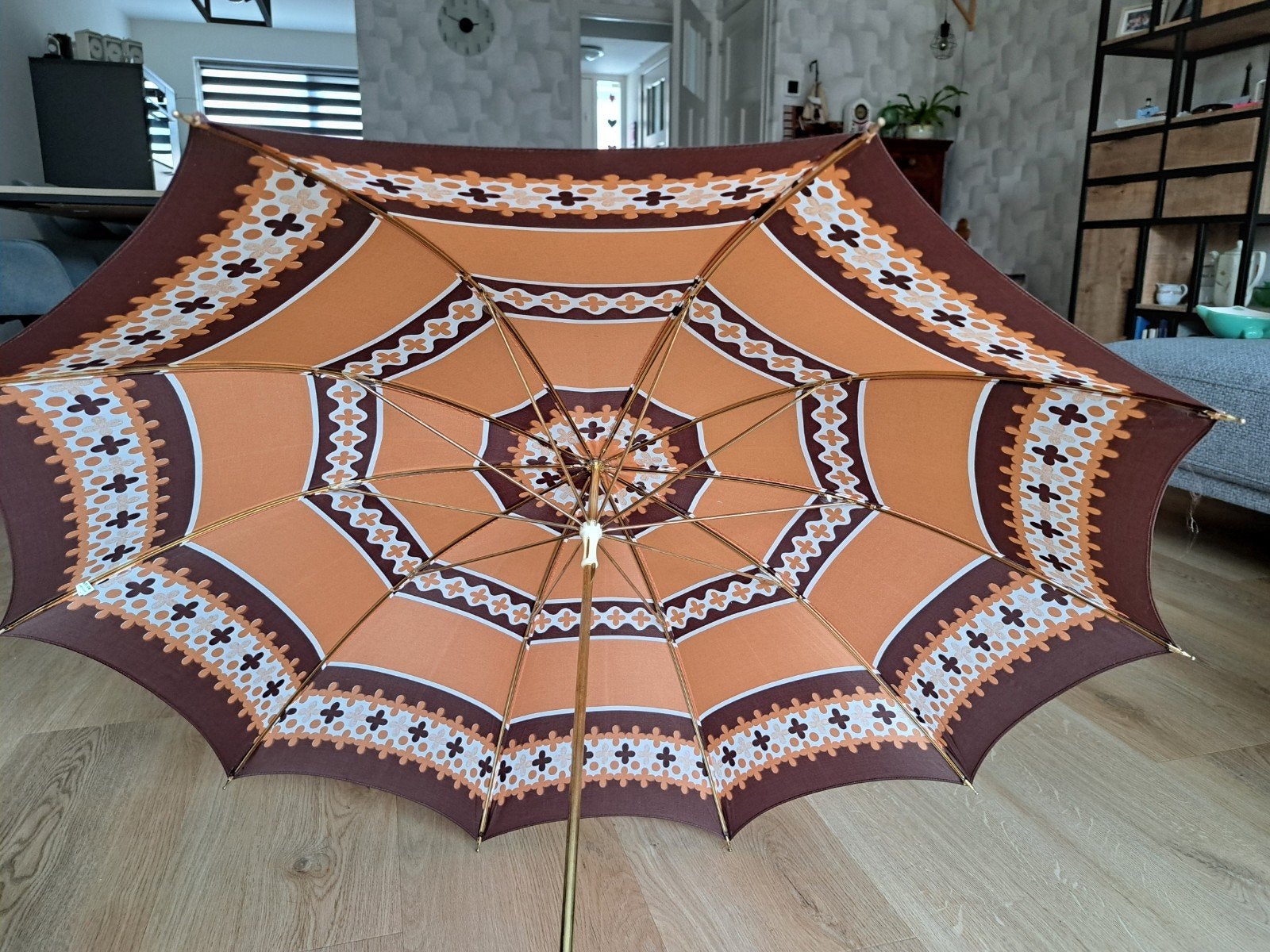 Vintage paraplu - Nooit gebruikt, Ophalen, Nieuw, Bruin