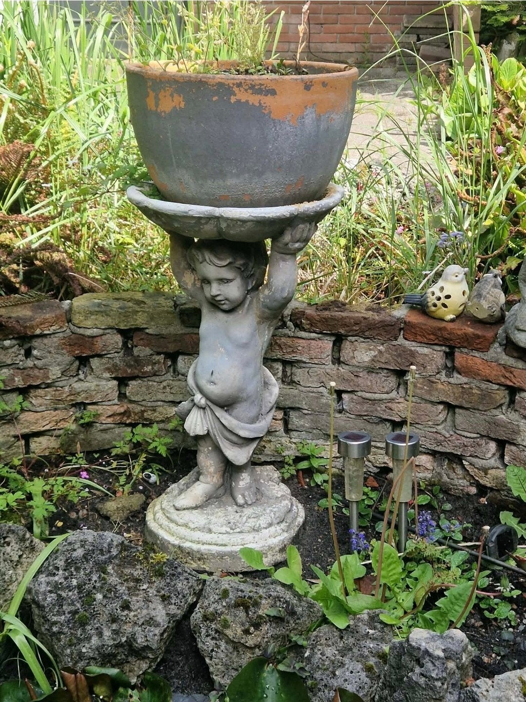 Twee Cherubijn tuinbeeldjes. Ophalen in Haarlem!, Ophalen, Gebruikt