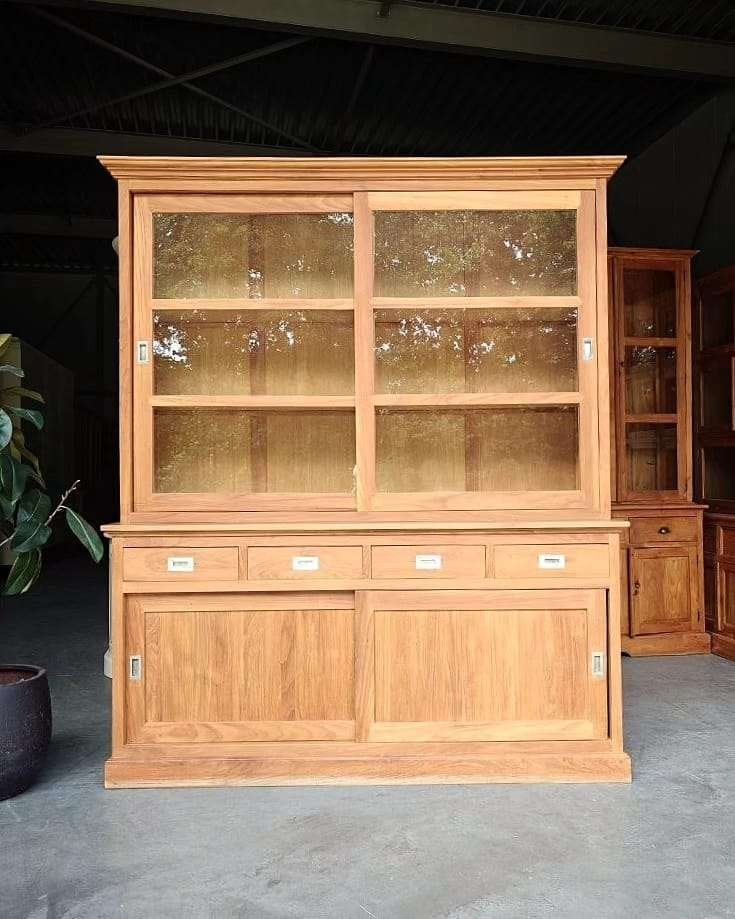 Nette teakhouten servieskast | Winkelkast teak #0447, Gebruikt, Met deur(en), -, 200 cm of meer