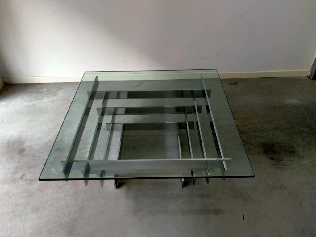 Modernistische salontafel David Hicks, Ophalen, Gebruikt, Vierkant, Glas