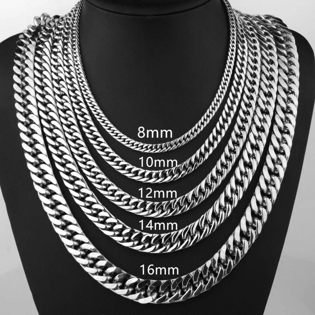 Heren Stalen Schakel Ketting, Verzenden, Nieuw, Zilver, Overige materialen