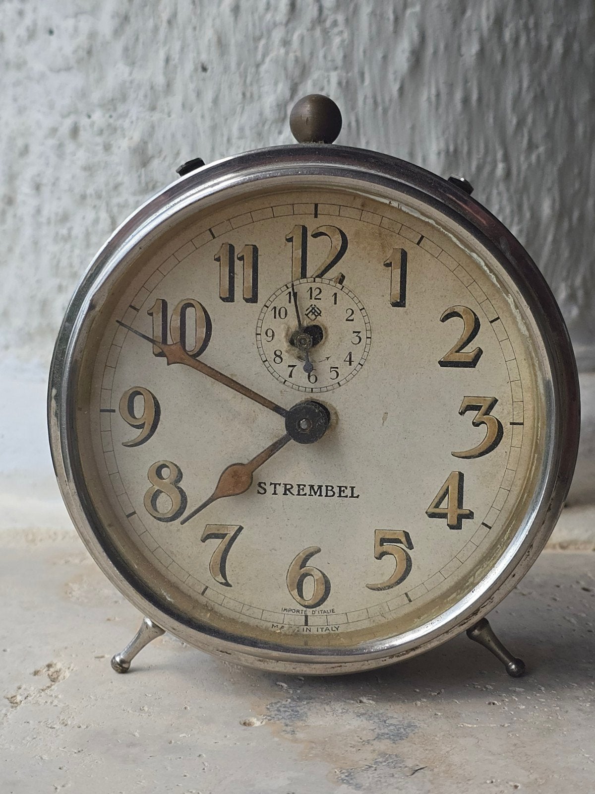 antieke 40S mechanische wekker van het merk Strembel €22,50, Antiek en Kunst, Antiek | Klokken, Ophalen of Verzenden