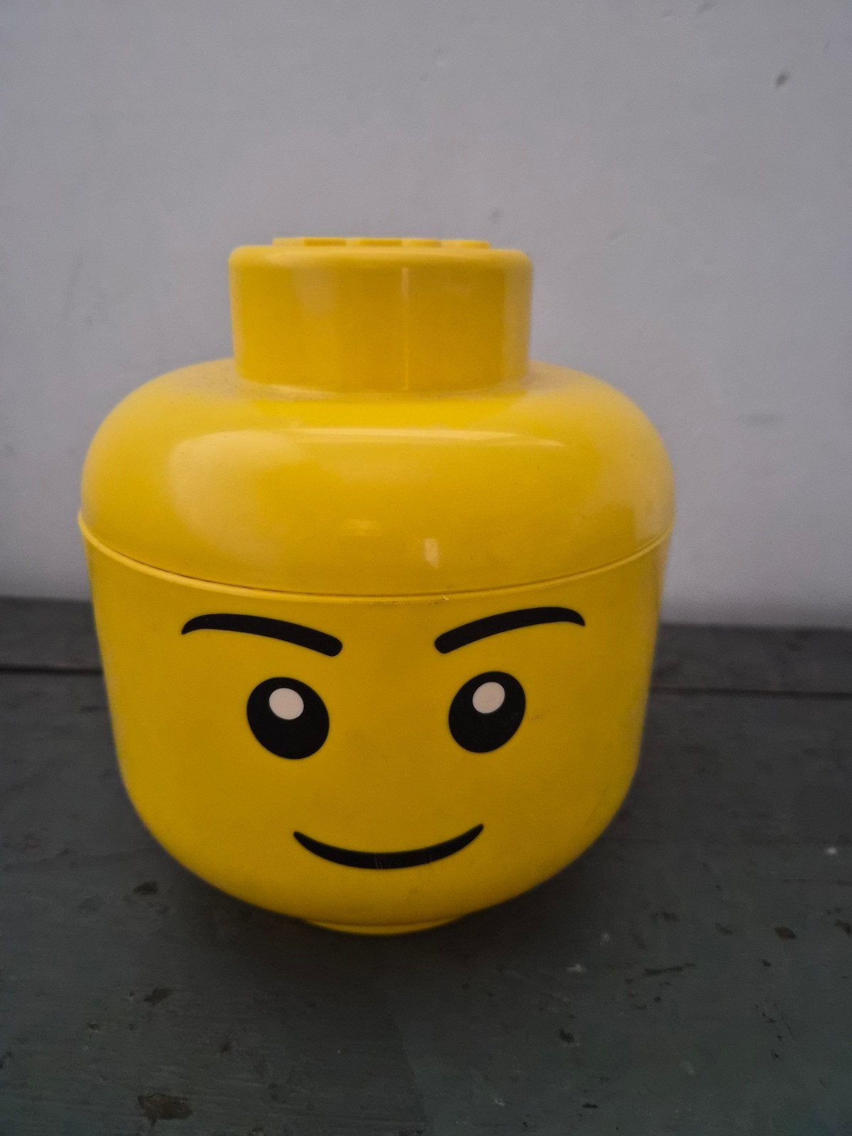 Lego opbergdoos - Gele Lego hoofd opbergbox, Ophalen of Verzenden, Gebruikt, Accessoire, Lego