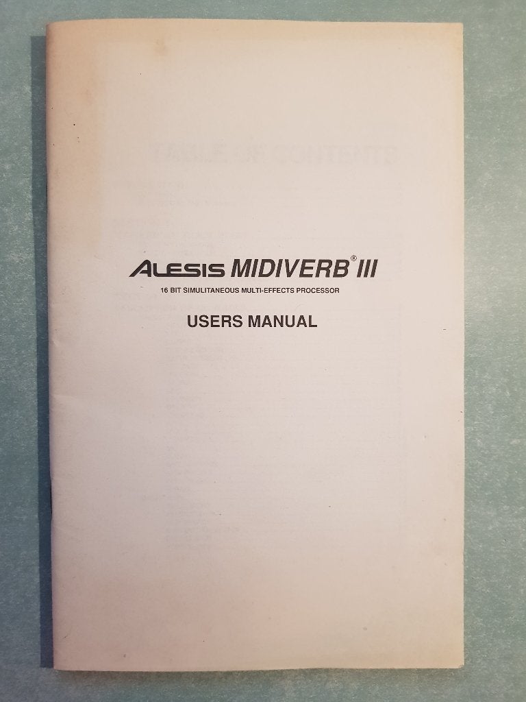 HANDLEIDING Alesis - Midiverb III=Midiverb 3=original manual, Muziek en Instrumenten, Effecten, Ophalen of Verzenden, Zo goed als nieuw